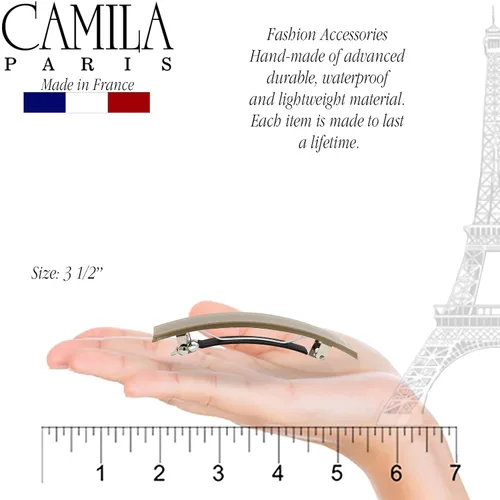 Vista 2 de Camila Paris CP3385 - Pinza de barrette de pelo francesa para niñas, cierre de metal gomizado beige, pinzas de pelo de agarre fuerte para mujeres