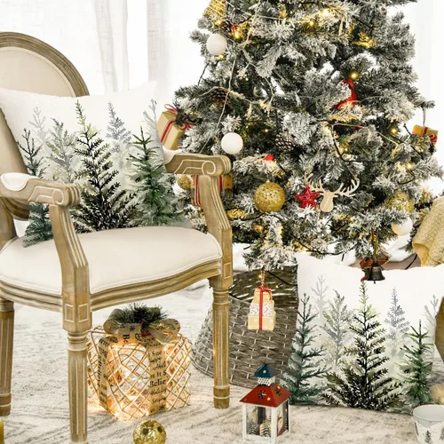 Vista 2 de RABUSOFA Fundas de almohada navideñas de 16x16, juego de 2, almohadas decorativas con diseño de árbol de Navidad verde, fundas de cojín