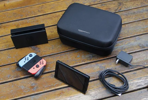Vista 10 de Tienda Basics Hard Shell Travel and Storage Case For Nintendo Switch & OLED Switch, Black, 12 x 4.8 x 9 Inches