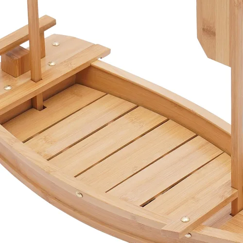 Vista 9 de Bandeja de bambú para servir en barco de sushi de 27.6 pulgadas, plato de sushi para platos de restaurante comerciales, platos de sushi extra