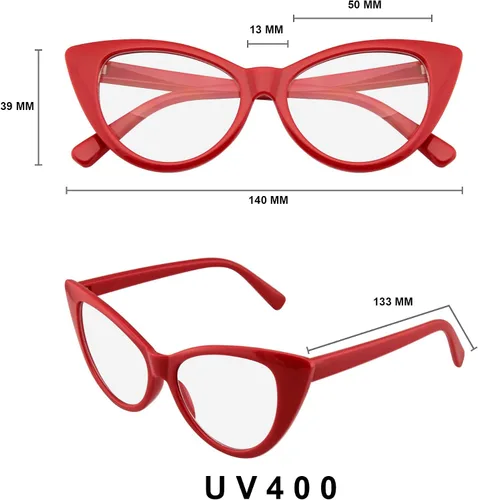 Vista 6 de Gafas de ojo de gato súper vintage, moda Mod transparente, Multi
