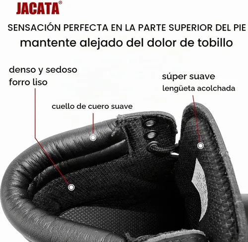 Vista 6 de Jacata Botas de Trabajo para Hombre de Cuero Resistente al Agua Bota de Trabajo de Suela de Goma Construcción Resistente al Aceite Botas Negro