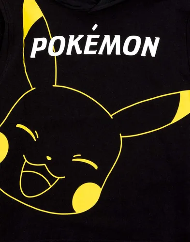 Vista 6 de Pokemon Sudadera con capucha para niños y niños, diseño de Pikachu, color negro
