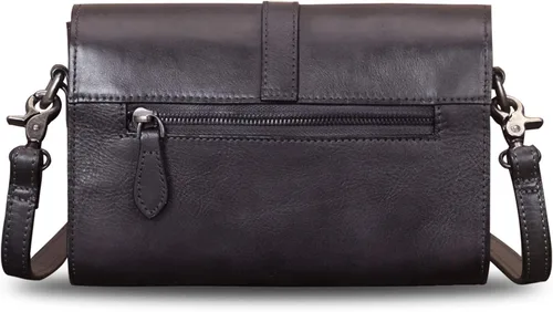 Vista 3 de Bolso cruzado de cuero genuino para mujer, bolsos de hombro vintage