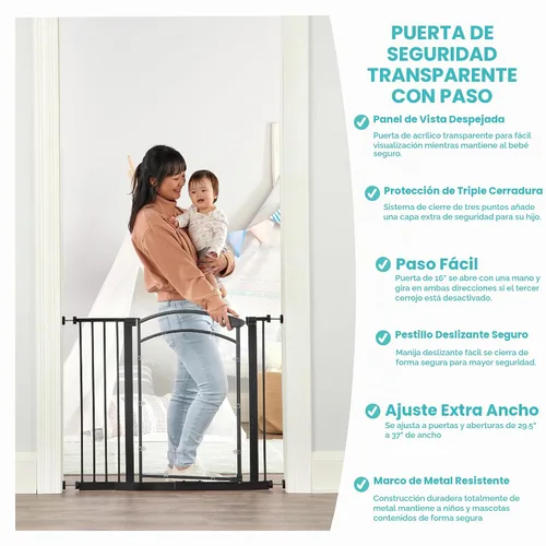 Vista 4 de Regalo Puerta de seguridad de 29.5 a 37 pulgadas, panel transparente para Negro / transparente
