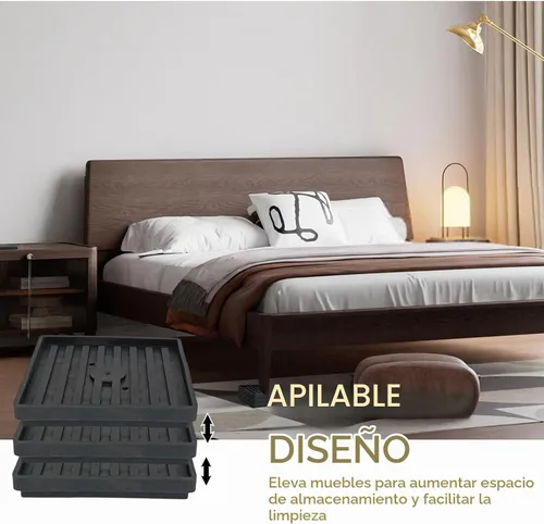 Vista 5 de Elevadores de cama resistentes, juego de 8, elevadores cuadrados apilables