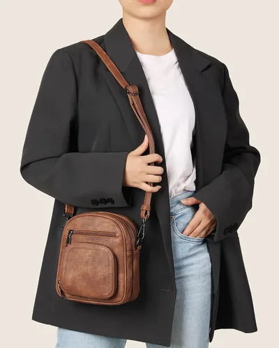 Vista 6 de FADEON Mini bolsos cruzados para mujer, bolso cruzado pequeño, bolso cruzado de diseñador, bolsa de hombro, ranura para tarjetas