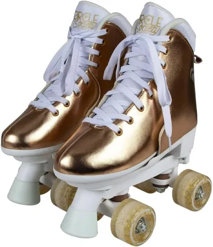 Vista 4 de Circle Society Adjustable Kids Roller Skates, Sizes 12-3 & 3-7 US, Indoor & Outdoor Roller Skates, Comfortable Lace-Up Design for Beginners, Fun