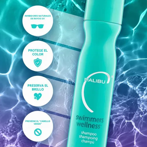 Vista 5 de Malibu C Swimmers Wellness - Champú clarificador para la acumulación de cloro y cabello, tamaño de viaje para adultos y niños para ayudar a proteger