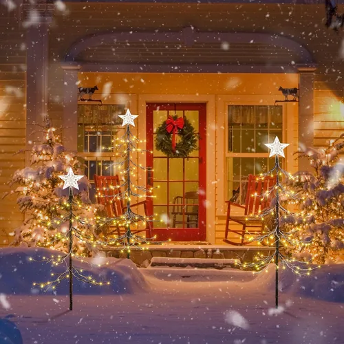 Vista 4 de Lightshare Árbol de abeto nevado de 13 pies, 328 luces LED, para uso en interiores y exteriores, blanco cálido, para el hogar, festival, fiesta