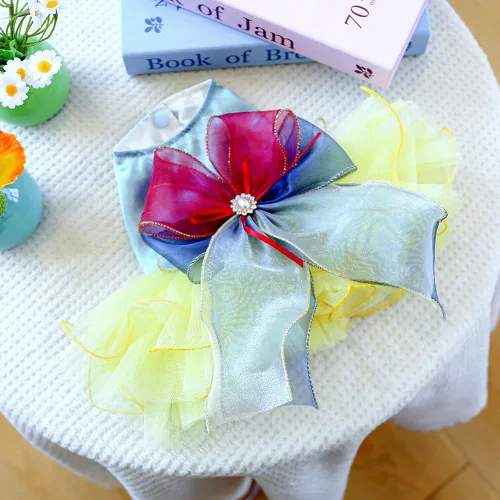 Vista 86 de ANIAC Daisy Vestidos para Perros Pequeños Hembra con Anillo para Correa, Nudo de Lazo Vestido de Boda para Cachorra, Traje de Gato de San Valentín