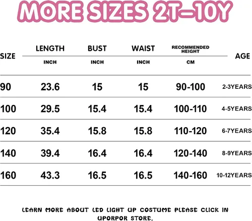 Vista 6 de UPORPOR Light Up Dress Fairy Halloween Costume for Girls Princess Tulle Birthday Dress LED Costume Kids Toddler Dress Rainbow