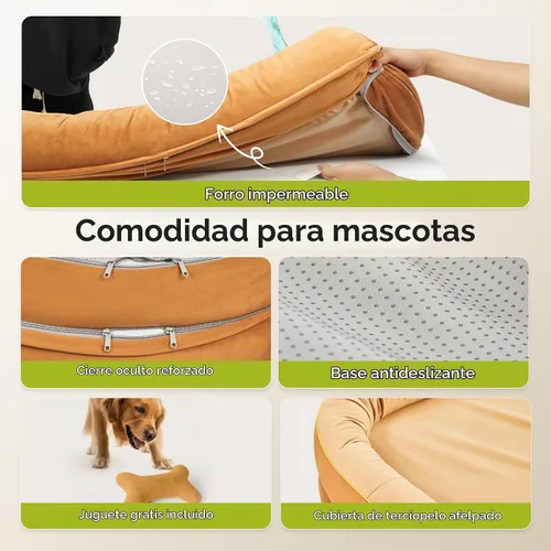 Vista 5 de CWAWZ Cama ortopédica grande para perros, 36 pulgadas, cama para perros de gran tamaño con cojines envolventes completos, camas refrescantes