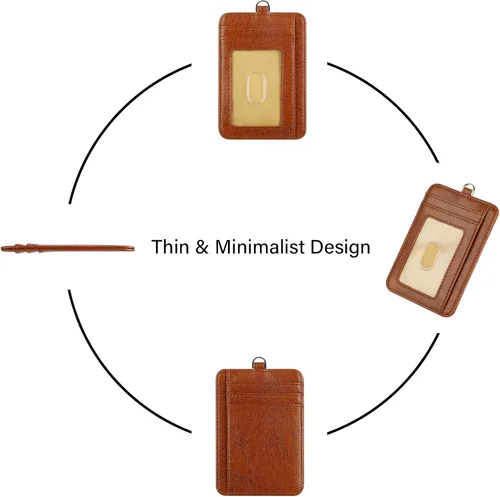 Vista 5 de Lavemi Cartera delgada con bloqueo RFID para tarjetas, cartera minimalista de cuero con bolsillo frontal para mujer