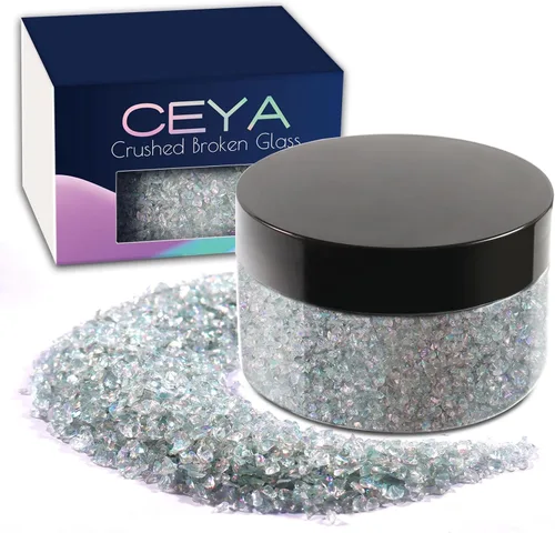 Vista 34 de Ceya - Conjunto de purpurina de vidrio irregular triturado en 32 colores, 640g/ 22.6 oz, chips de cristal metálico roto de 2-4mm, purpurina gruesa