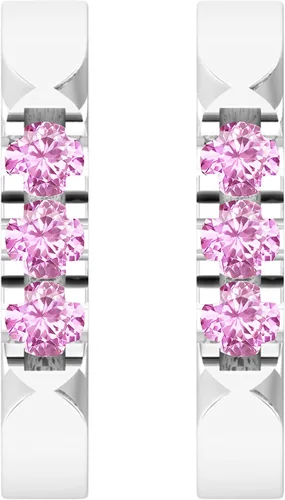Vista 2 de Dazzlingrock Collection Pendientes de aro de 3 piedras para mujer, disponibles en varios diamantes redondos, piedras preciosas y metal en oro
