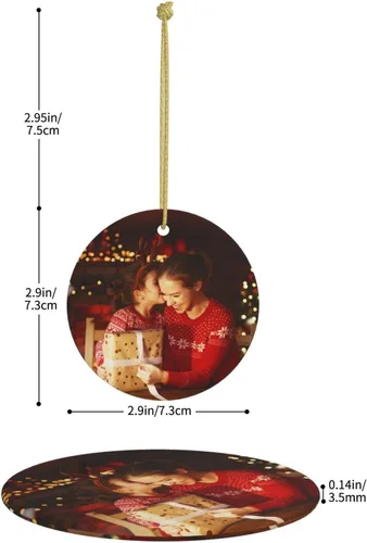 Vista 3 de Adornos de Navidad personalizados de cerámica, nuestro primer árbol de Navidad colgante 2023, decoración de regalo para Navidad, regalo