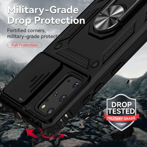 Vista 5 de Funda para Samsung Galaxy S20 Plus con cubierta para lente de cámara, protector de pantalla HD, resistente a caídas de grado militar, soporte