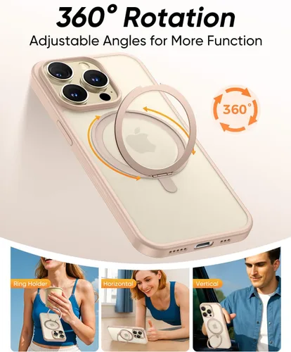 Vista 2 de MAGIC JOHN Soporte Magnético Invisible Giratorio 360° para Funda de iPhone 14 Pro [Agarre Antideslizante] [Compatible con MagSafe] 16 Pies