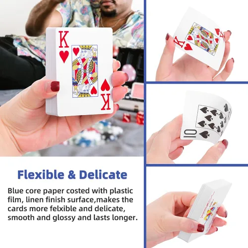 Vista 5 de Fanwer Juego de cartas con impresión grande para adultos, paquete de 2, cartas de impresión grande para personas mayores, con problemas de visión