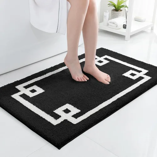 Vista 11 de HOMEIDEAS Alfombra de baño, suave y absorbente de agua, alfombra de microfibra de felpa esponjosa antideslizante para bañera y ducha