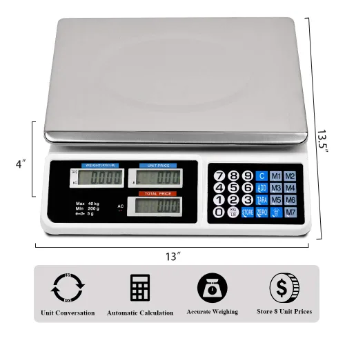 Vista 5 de Báscula digital de precio electrónico LCD digital comercial para carne