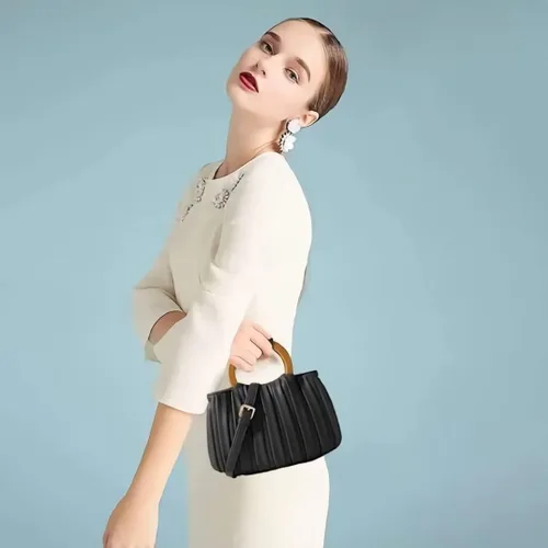 Vista 2 de Cloud Pouch Bag for Women Ruched Bag Dumpling Handbag Design Shoulder Clutch Purse Top Handle Bag