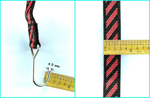 Vista 3 de Cuerda elástica plana con ganchos de acero de longitud ajustable de 67 a 126 pulgadas, correa elástica resistente para bicicletas al aire libre