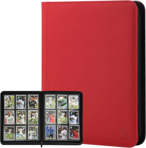 Vista 10 de Arkeiliy Carpeta de tarjetas con 9 bolsillos, bolsillos de doble cara con 30 fundas, soporte para tarjetas coleccionables con cremallera de alta