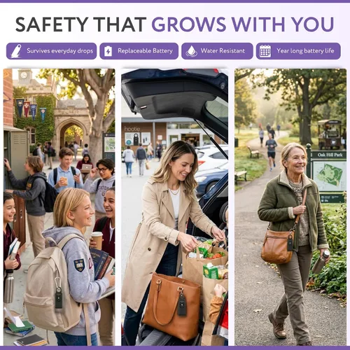 Vista 6 de HOOTIE Alarma de seguridad personal para mujeres, hombres y niños — Llavero de alarma personal de 130 dB, llavero de alarma de seguridad con luz