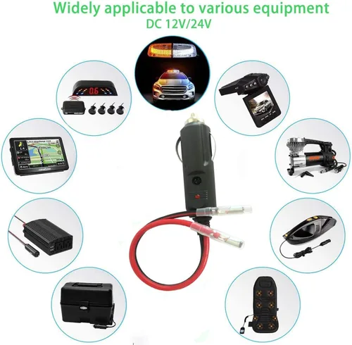 Vista 6 de Enchufe de encendedor de cigarrillos de repuesto de automóvil de 12 V/24 V con cable y cableado, terminal de una sola cabeza, cable de alimentación