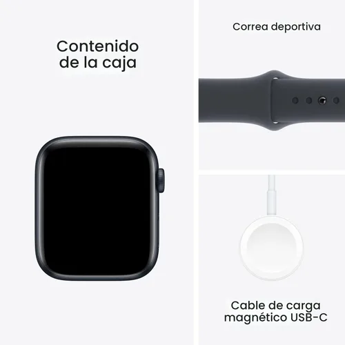 Vista 6 de Apple Watch SE (2ª generación) [GPS 1.732 in] Smartwatch con caja de aluminio medianoche con correa deportiva de medianoche M/L. Monitor de fitness