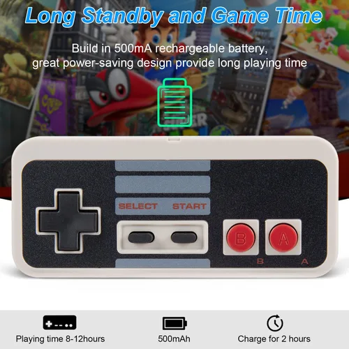 Vista 2 de KIWITATA 2X Wireless Nes USB Controller for PC Gamings, 2.4ghz Wireless USB Remote N-E-S Emulated Game Pad Controller for Windows XP 7 8 11 & MAC &