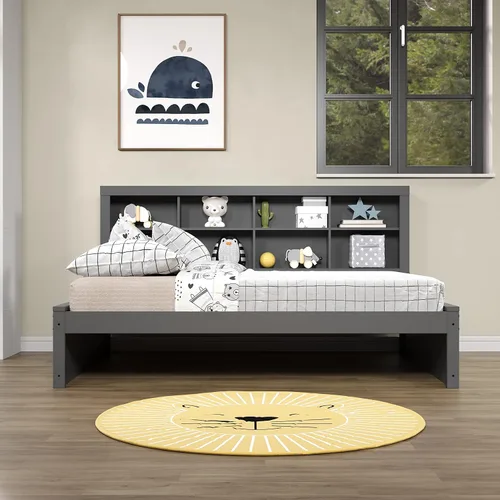 Vista 2 de Donco Kids Equable Modern - Estantería de sofá cama completa en acabado gris oscuro