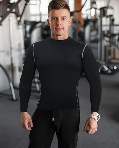 Vista 4 de Hicarer Paquete de 6 camisas de compresión atlética para hombre, camisetas de manga larga para entrenamiento, correr, camisetas deportivas
