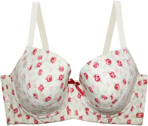 Vista 3 de Mierside - Brasier sexy para mujer, talla grande, diseño con estampado,color rojo y morado