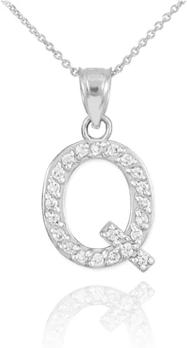 Vista 17 de Claddagh Gold . Collar con colgante de letra inicial de plata de ley 925 con circonita cúbica - Elección de tamaños