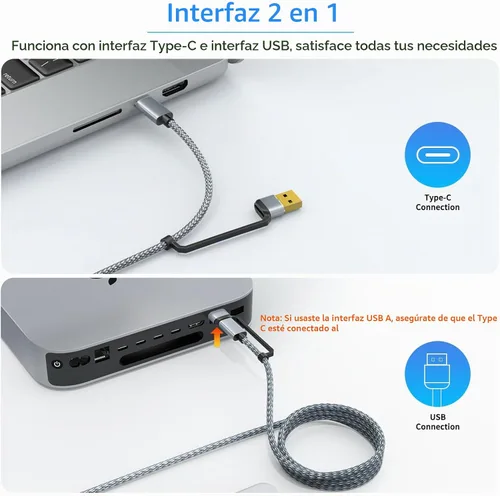 Vista 2 de Teclado con cable ultradelgado para Apple Mac, cable de conversión USB y tipo C, 78 teclas de tijera, teclas de acceso rápido multimedia, compatible