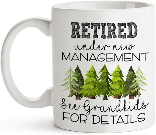 Vista 8 de Fatbaby Regalos de jubilación para mujeres, taza de café con texto en inglés "Retirement Under New Management" para ver a los nietos, taza de café