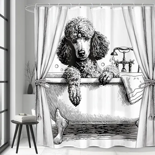 Vista 18 de LGhtyro Juego de Cortina de Ducha Divertida de Dinosaurio para Baño Pequeño 36Wx71H Pulgadas Dibujos Animados Niños Silueta de Dino Sombra de Animal