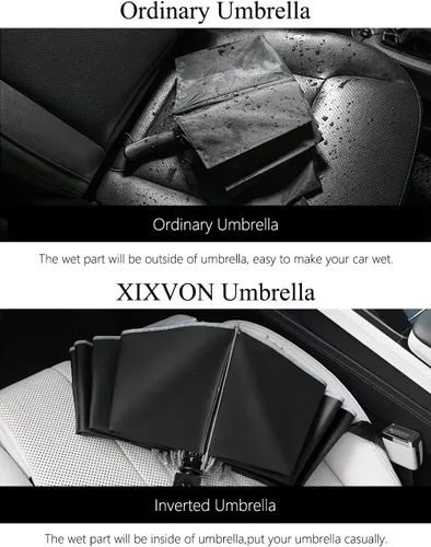 Vista 5 de XIXVON Umbrella Pro UPF 50+ 99% UV Protection, Reflective Safety Strip, Sturdy Windproof, Travel Portable, Automatic Reverse Folding Umbrella