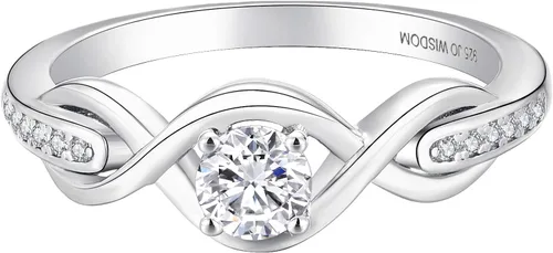 Vista 2 de JO WISDOM Anillos de compromiso de boda con nudo infinito para ella, de plata de ley con circonita cúbica