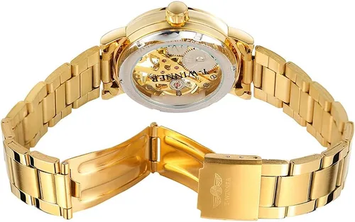 Vista 5 de SENRUD Reloj mecánico de viento para mujer, correa de acero completa, impermeable, esqueleto de moda, reloj de pulsera para mujer
