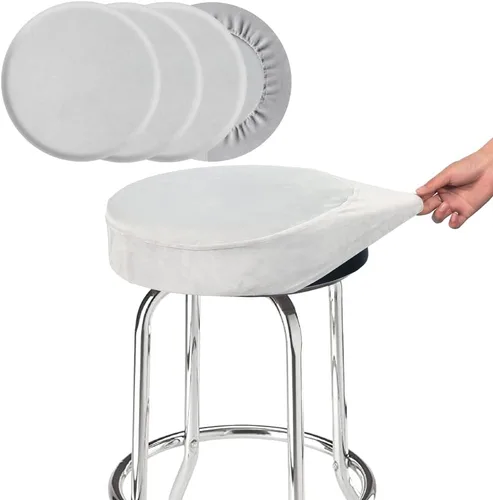 Vista 16 de SINOSSO Funda para taburete de bar, terciopelo súper suave de diámetro.11-13 pulgadas, redonda, elástica, lavable, a prueba de polvo para muebles