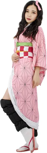 Vista 2 de C-ZOFEK Disfraz de cosplay de talla estadounidense para mujer, kimono Haori con accesorio para Halloween