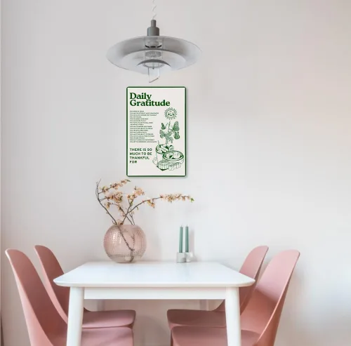 Vista 7 de CUUCTGDA Póster de metal inspirador verde bohemio para habitación, decoración estética de gratitud diaria, letreros de hojalata para el hogar
