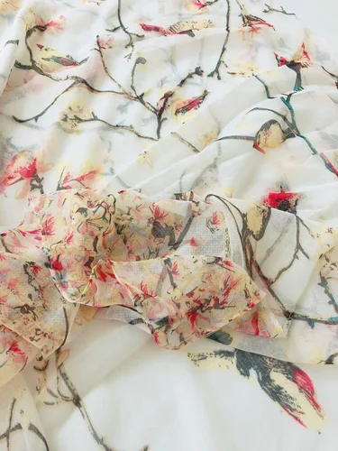 Vista 7 de GERINLY - Bufanda ligera rectangular con estampado de pájaros de primavera