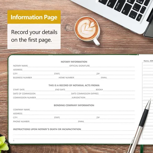 Vista 4 de Diario de registro de notario Homlive, libro de notario con 390 entradas de registro, 25,4x17,8 cm diarios de notario, diario público notarial