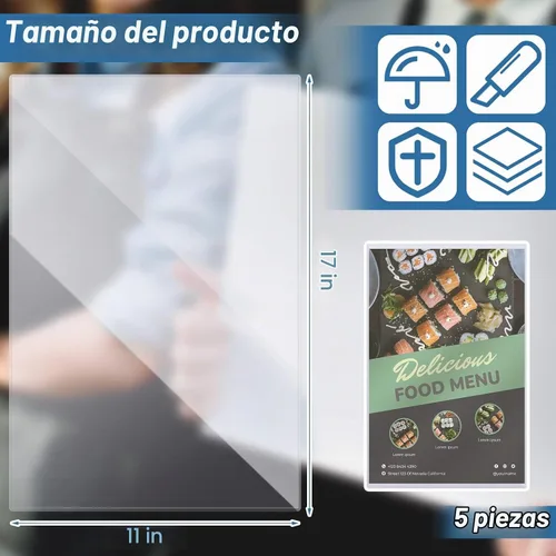 Vista 3 de Henoyso 5 protectores rígidos de impresión de 11 x 17 pulgadas, protectores de páginas de plástico duro resistente, soporte de menú de cristal