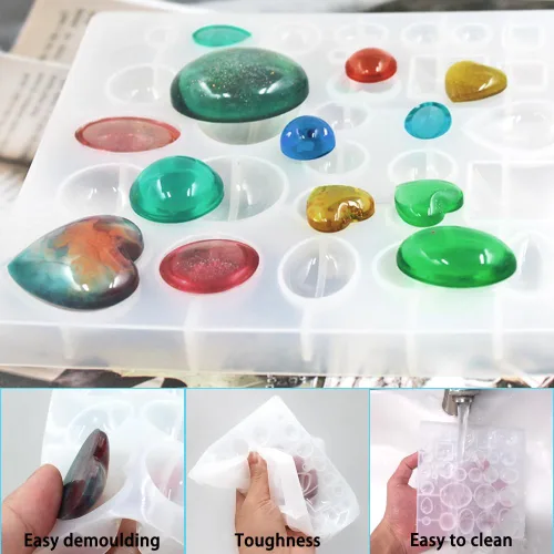 Vista 2 de Paquete de 2 moldes de resina para joyería, moldes de joyería findTop para fundición de resina, moldes de silicona para resina epoxi para colgantes